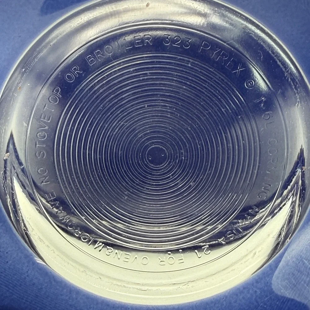 Set of 3 Vintage PYREX Blue Glass Nesting Mixing Bowls Clear Bottoms 322 323 325